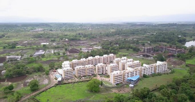 Aerial view of rural area in Neral, Maharashtra