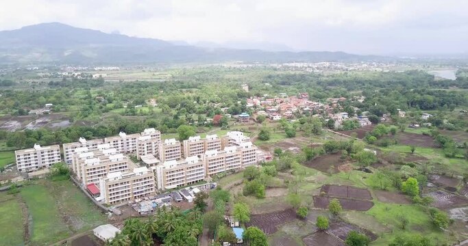 Aerial view of rural area in Neral, Maharashtra
