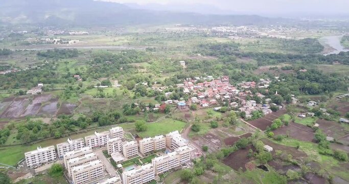 Aerial view of rural area in Neral, Maharashtra