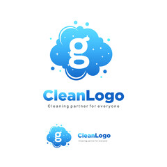 letter G clean wash water bubbles symbol logo vector