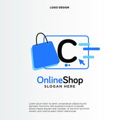 Initial C Shop Logo designs Template. Illustration vector graphic of letter G and shop bag combination logo design concept. Perfect for Ecommerce,sale, discount or store web element. Company emblem