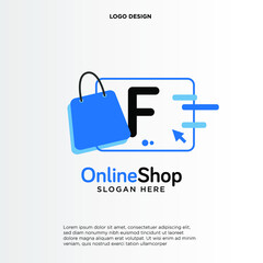Initial F Shop Logo designs Template. Illustration vector graphic of letter G and shop bag combination logo design concept. Perfect for Ecommerce,sale, discount or store web element. Company emblem