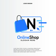 Initial N Shop Logo designs Template. Illustration vector graphic of letter G and shop bag combination logo design concept. Perfect for Ecommerce,sale, discount or store web element. Company emblem