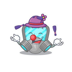 A respirator mask cartoon design style succeed playing juggling