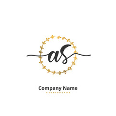 A S AS Initial handwriting and signature logo design with circle. Beautiful design handwritten logo for fashion, team, wedding, luxury logo.