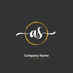 A S AS Initial handwriting and signature logo design with circle. Beautiful design handwritten logo for fashion, team, wedding, luxury logo.