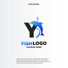 Dolphin Initial Y Logo Template
