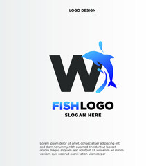 Dolphin Initial W Logo Template