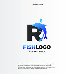 Dolphin Initial R Logo Template