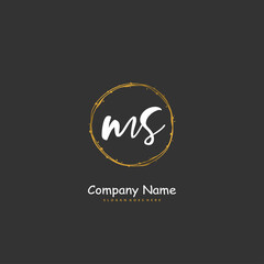 M S MS Initial handwriting and signature logo design with circle. Beautiful design handwritten logo for fashion, team, wedding, luxury logo.
