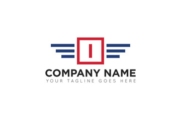Fototapeta premium initial letter i wing speed logo, icon, symbol vector illustration design template