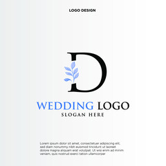 D Beauty vector initial logo, handwriting logo of initial signature, wedding, fashion, jewerly, boutique, floral and botanical with creative template for any company or business.