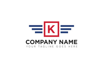 Fototapeta premium initial letter k wing speed logo, icon, symbol vector illustration design template