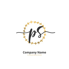 P S PS Initial handwriting and signature logo design with circle. Beautiful design handwritten logo for fashion, team, wedding, luxury logo.