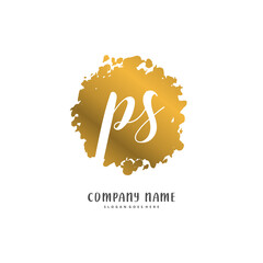 P S PS Initial handwriting and signature logo design with circle. Beautiful design handwritten logo for fashion, team, wedding, luxury logo.