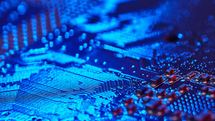 CPU desktop with the contacts facing up lying on the motherboard of the PC.