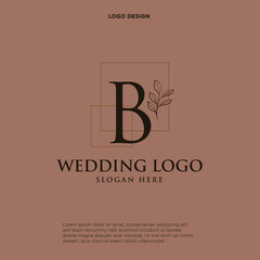 B Beauty vector initial logo, handwriting logo of initial signature, wedding, fashion, jewerly, boutique, floral and botanical with creative template for any company or business.