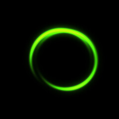 Green blur circle neon lighting effects texture for text or copyspace on isolated background. Abstract light speed at motion exposure. Stock illustration.