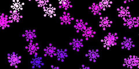 Fototapeta na wymiar Dark purple vector pattern with coronavirus elements.