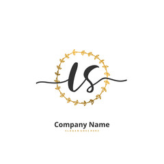 L S LS Initial handwriting and signature logo design with circle. Beautiful design handwritten logo for fashion, team, wedding, luxury logo.