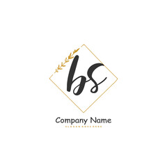 B S BS Initial handwriting and signature logo design with circle. Beautiful design handwritten logo for fashion, team, wedding, luxury logo.