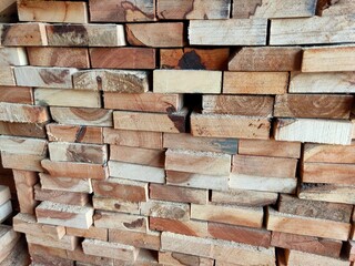 Fototapeta premium Wood planks in sawmil for construction material
