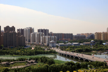 Fototapeta premium Urban Architectural Scenery, Luannan County, Hebei Province, China
