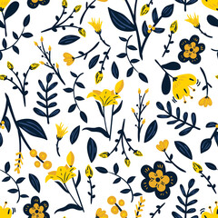 seamless floral pattern with hand drawn doodle flowers. creative floral designs for fabric, wrapping, wallpaper, textile, apparel.