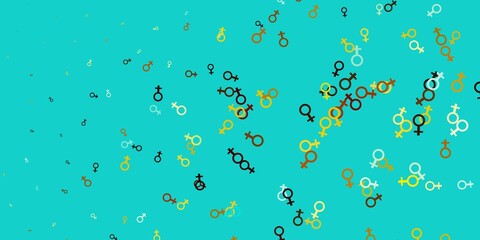 Light Blue, Yellow vector pattern with feminism elements.