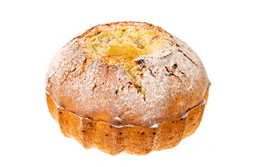 Delicious big homemade cupcake isolated on white background