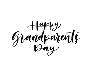 Happy Grandparents ink brush vector lettering. Modern slogan handwritten vector calligraphy. Black paint lettering isolated on white background. Postcard, greeting card, t shirt decorative print.
