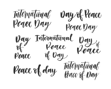 International Peace of day ink brush vector lettering. Modern slogan handwritten vector calligraphy. Black paint lettering isolated on white background. Postcard, greeting card, decorative print.