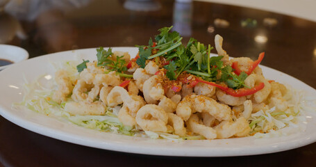 Hong Kong style seafood, fried calamari