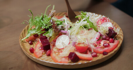 Fresh salad in the restaurant