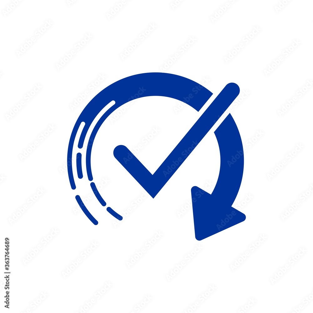 Poster arrow symbol - completed process. vector image isolated on a white background.