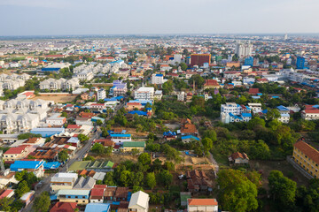 Landscape Phnompenh on sunset - Phnom penh capital - Cambodia
