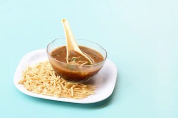 Vegetable manchow soup,veg manchow soup,chinese indian style vegetarian manchow soup