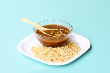 Vegetable manchow soup,veg manchow soup,chinese indian style vegetarian manchow soup