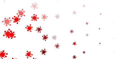 Light red, yellow vector background with covid-19 symbols.