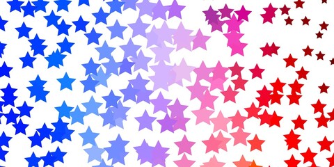 Fototapeta na wymiar Light Blue, Red vector template with neon stars. Shining colorful illustration with small and big stars. Pattern for wrapping gifts.