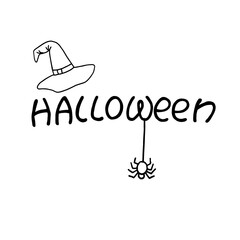  inscription halloween with hat and spider