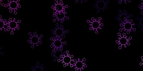 Dark purple, pink vector texture with disease symbols.