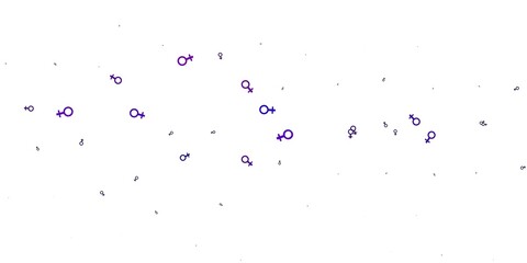 Light Pink vector pattern with feminism elements.