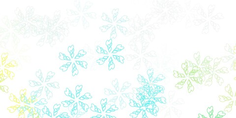 Light blue, green vector abstract texture with leaves.