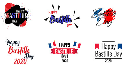 Bastille day french typography set