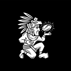 Aztec holding coffee icon illustration
