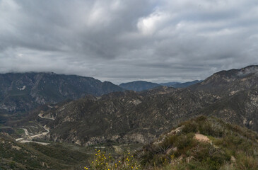 Fototapeta na wymiar The Big Tujunga Bridge in the Los Angeles National Forest, CA during a Cloudy Morning