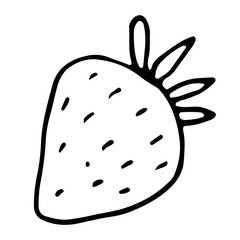 Strawberry drawn in doodle style.  Isolated drawing on a white background.