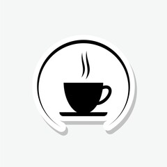 Coffee cup sticker icon isolated on gray background