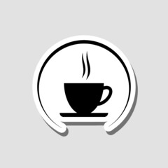 Coffee cup sticker icon isolated on gray background